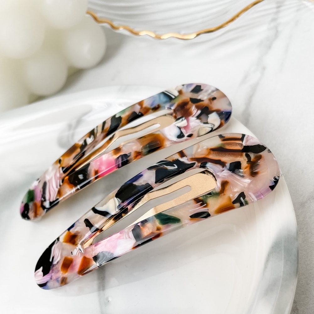 Set Of 2 Large Acetate Snap Hair Clips - Picture 2 of 7